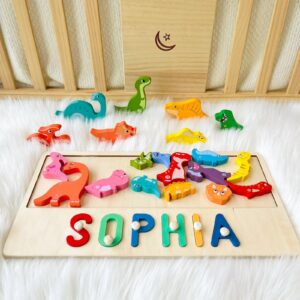 Personalized Baby Name Puzzle With Dinosaur