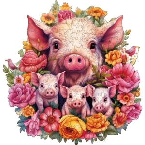 Mother Pig And Piglet-2 Wooden Jigsaw Puzzle