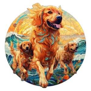 Beach Golden Family Wooden Jigsaw Puzzle
