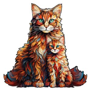 Maine Coon Family Wooden Jigsaw Puzzle