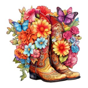 Cowgirl Boots Wooden Jigsaw Puzzle