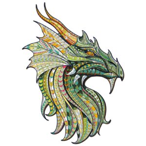 Green Warrior Dragon Wooden Jigsaw Puzzle