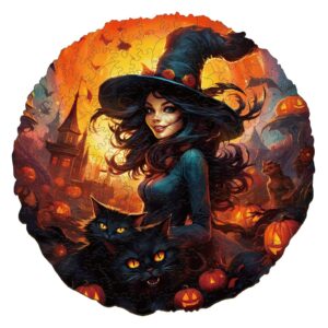 Witches and Cats Wooden Jigsaw Puzzle