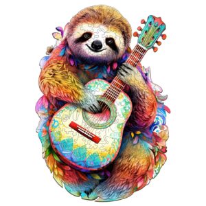Sloth With Guitar Wooden Jigsaw Puzzle