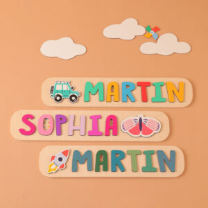 Personalized Name Puzzle with Cute Elements , Custom Baby Gifts, Early Learning Toys