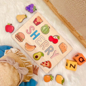 Personalized Wooden Baby Name Puzzle with Food